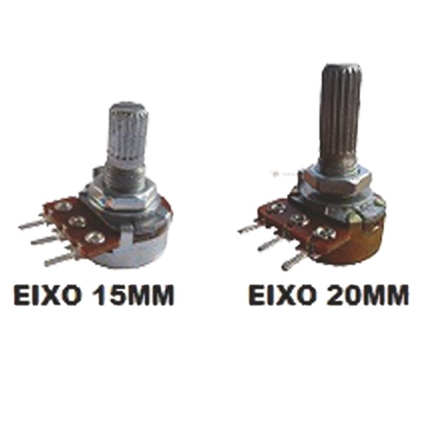 POT KB LINEAR 16MM S/CHAVE, HASTE (EIXOS) 15MM OU 20MM